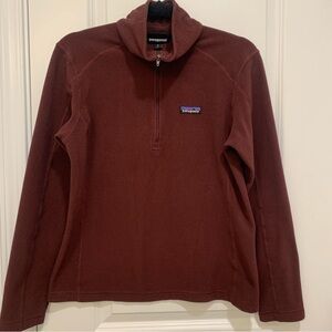 Patagonia Women's Brown Burgundy Fitted Fleece Pullover 1/4 Zip Size Medium